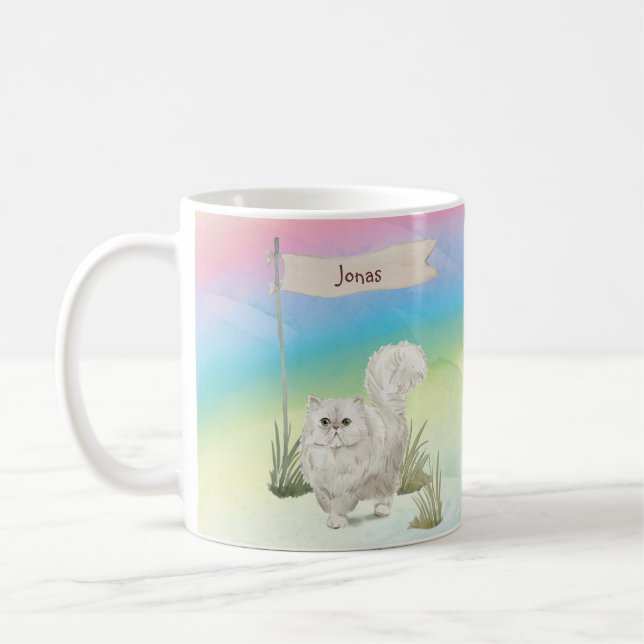 Mug Nom personnalisé Animal de chat persan (Gauche)