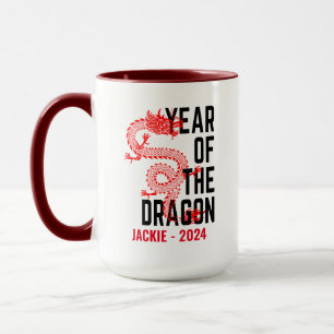 Mug Nom personnalisé Année de naissance du dragon Anné