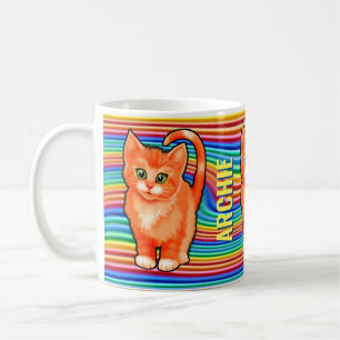 Mug Nom personnalisé arc-en-ciel et chaton Mug. Café M