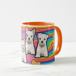 Mug Nom personnalisé arc-en-ciel et chiots Mug. Café M