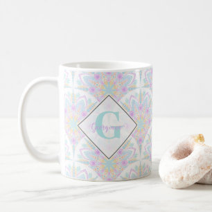 Mug Nom personnalisé Art Déco Pastel Arc-en-ciel Flora