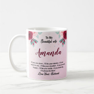 Mug Nom personnalisé avec message Rose rouge pour femm