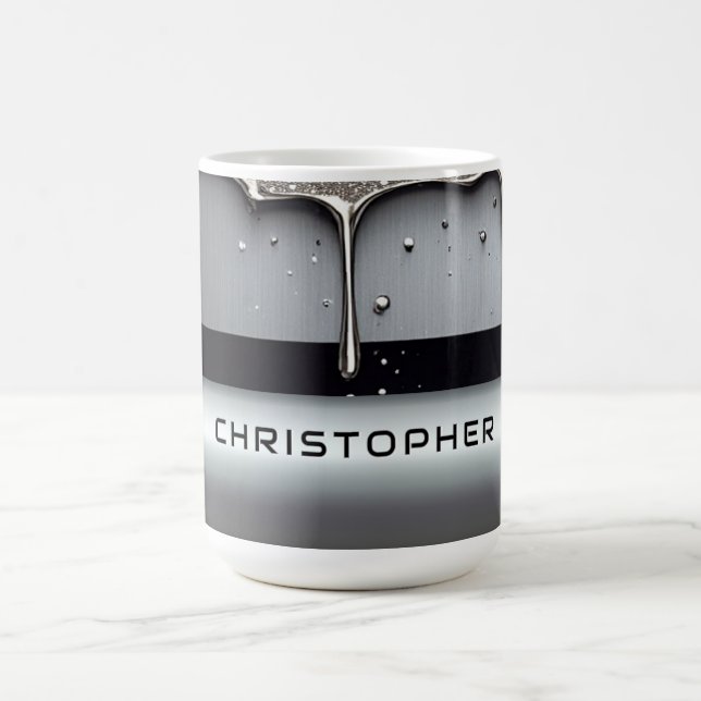 Mug Nom personnalisé avec métal liquide qui coule (Centre)