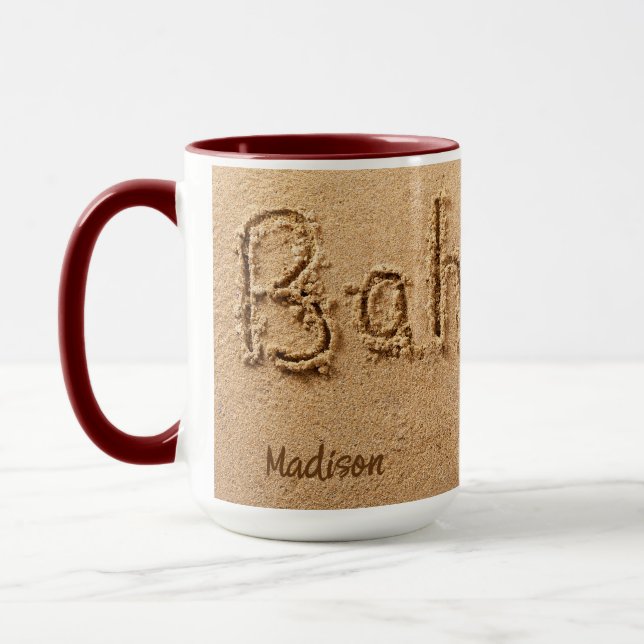 Mug Nom personnalisé Bahamas Beach (Gauche)