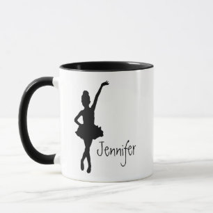 Mug Nom personnalisé Ballerina Ballet Dancer Silhouett