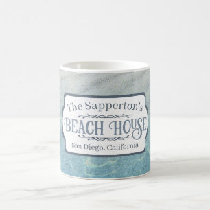 Mug Nom personnalisé Beach House Sable et eau