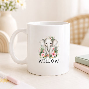 Mug Nom personnalisé bébé éléphant safari jungle