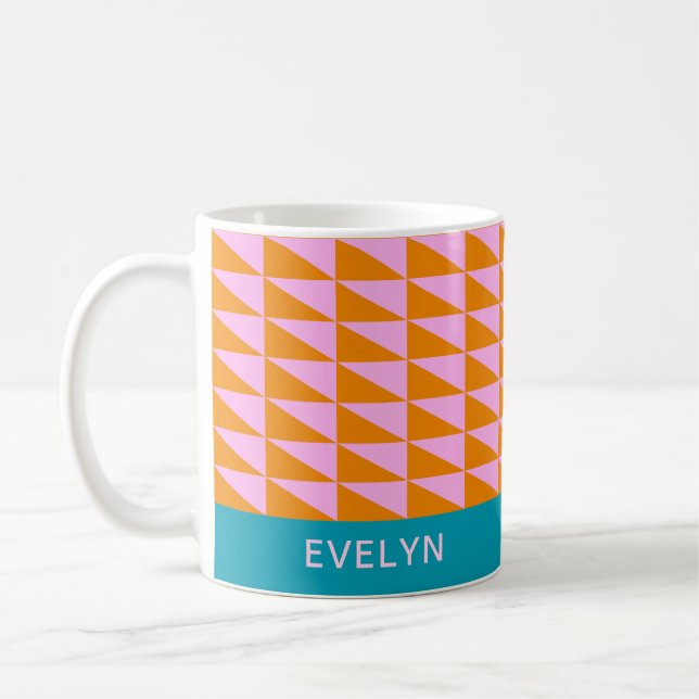 Mug Nom personnalisé Bright Colorée Géométrique Bleu (Gauche)