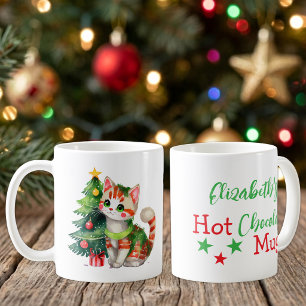 Mug Nom personnalisé chat vert rouge chocolat chaud