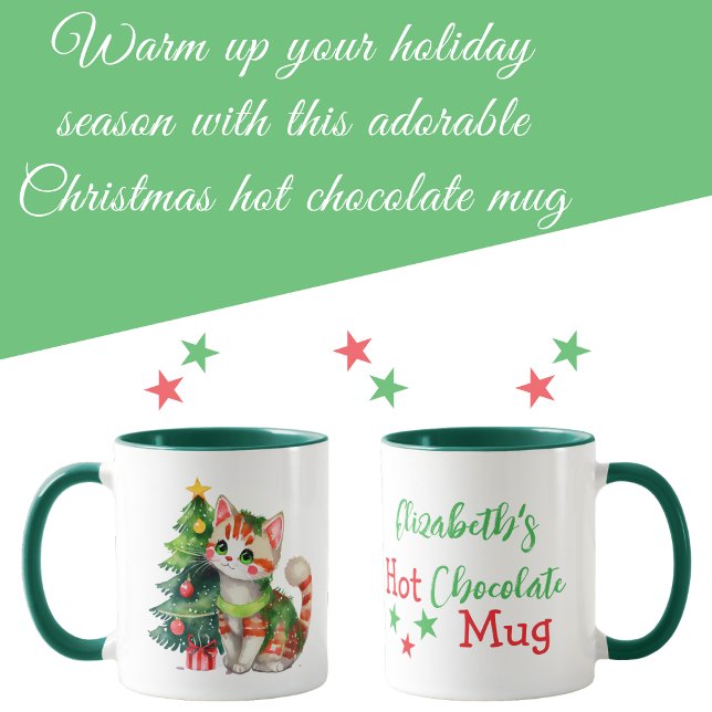 Mug Nom personnalisé chat vert rouge chocolat chaud (Créateur téléchargé)