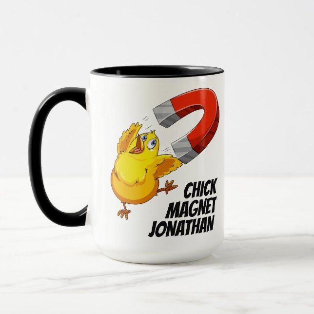 Mug Nom personnalisé Chick Magnet muets (Gauche)