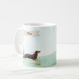 Mug Nom personnalisé Chien noir et blanc pour animaux