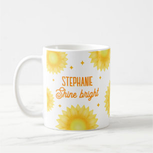 Mug Nom personnalisé Citation Tournesol Motivation