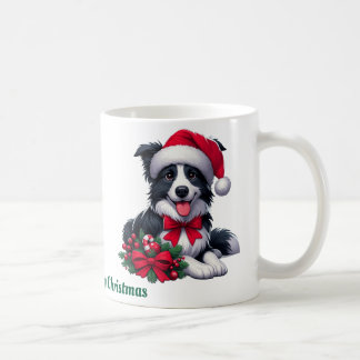 Mug Nom personnalisé, Collie Joyeux Noël