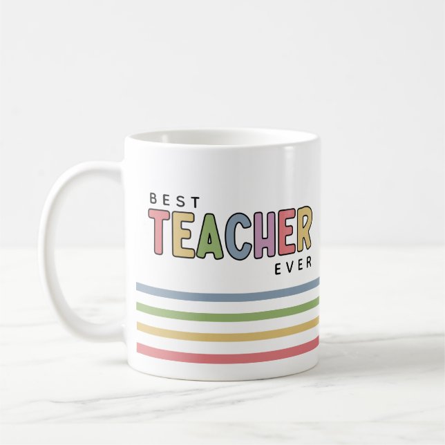 Mug Nom personnalisé Colorful Enseignant Appréciation  (Gauche)