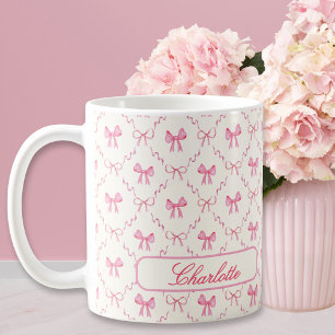Mug Nom personnalisé Coquette Rose Bow