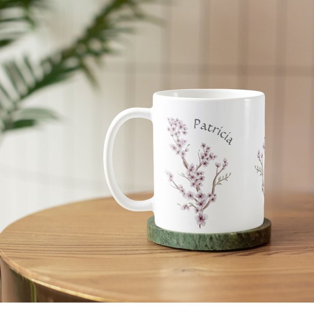 Mug Nom personnalisé Cute Nature’s Cherry Blossom Pink (Créateur téléchargé)