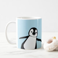 Nom personnalisé Cute Peeking Penguin bleu