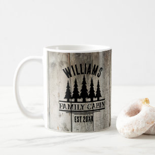 Mug Nom personnalisé de cabane de famille Forêt Rustiq