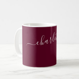 Mug Nom Personnalisé de Couleur Bourguignon Foncé Élég