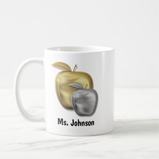 Mug Nom personnalisé de l'enseignant Apple Merci (Gauche)