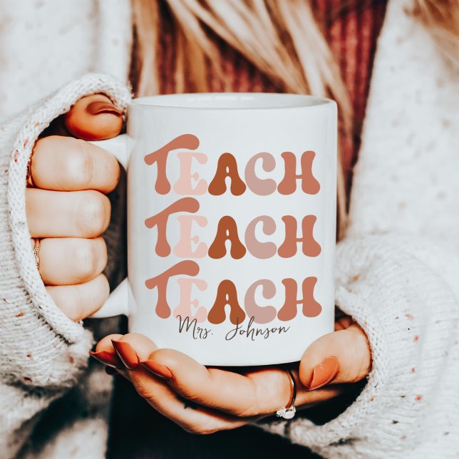 Mug Nom personnalisé de l'enseignant Boho (Créateur téléchargé)