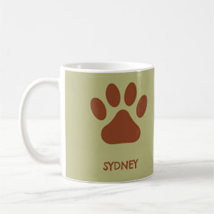 Mug Nom personnalisé de patte chien Brown