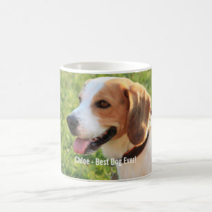 Mug Nom personnalisé de photo de chien de beagle et d