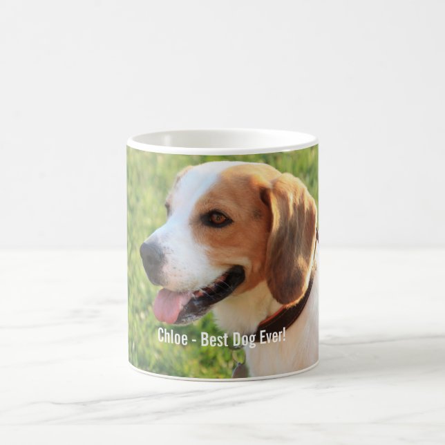 Mug Nom personnalisé de photo de chien de beagle et de (Centre)