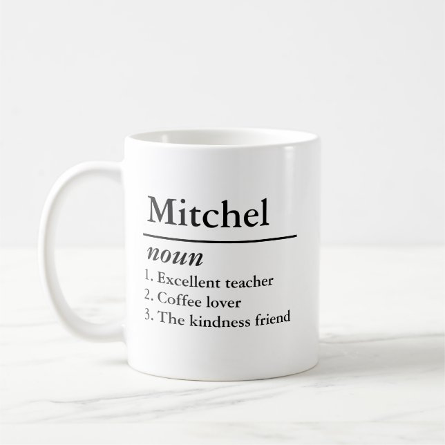 Mug Nom personnalisé Définition Noun Texte personnalis (Gauche)