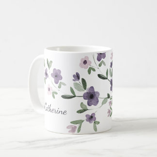 Mug nom personnalisé des fleurs lilas