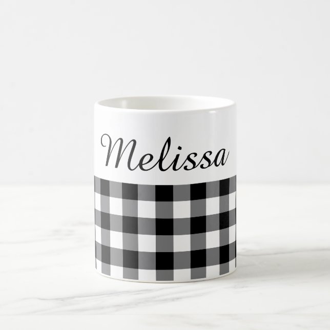 Mug Nom personnalisé du buffle noir et blanc rustique (Centre)