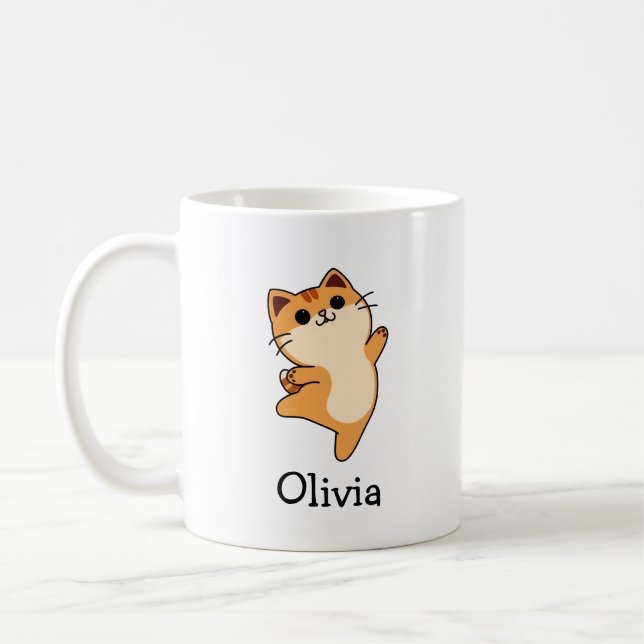Mug Nom personnalisé du chat orange (Gauche)
