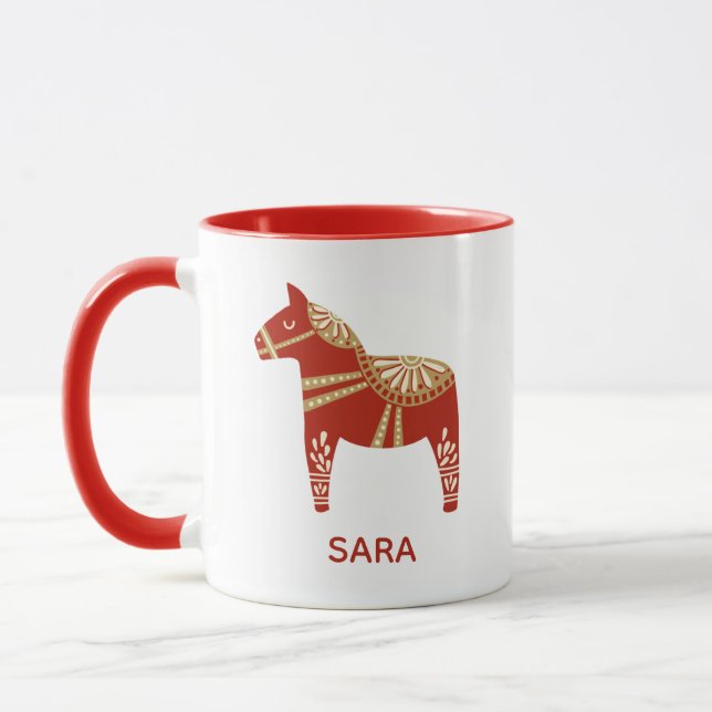 Mug Nom personnalisé du Dala Horse (Gauche)