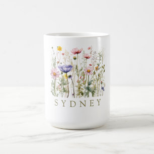 Mug Nom personnalisé du fleur sauvage