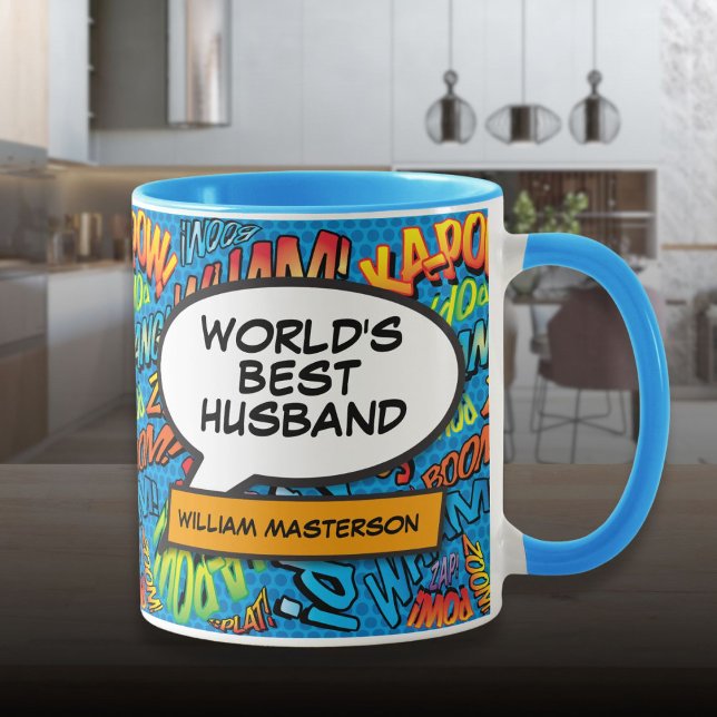 Mug Nom personnalisé du meilleur mari du monde (World's Best Husband Fun Personalised Name Mug)