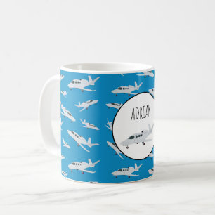 Mug Nom personnalisé du Motif d'avion Jet