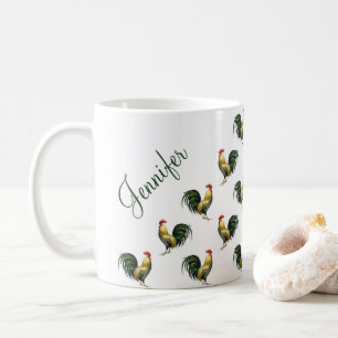 Mug Nom personnalisé du Motif vintage Rooster