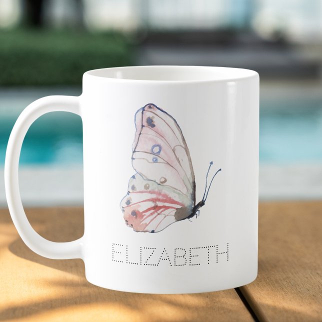 Mug Nom personnalisé du papillon aquarelle (Créateur téléchargé)