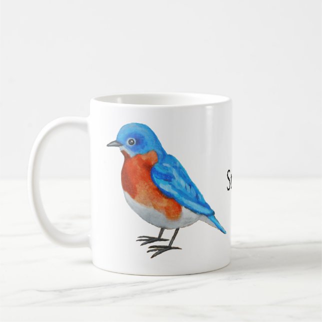 Mug Nom personnalisé Eastern Bluebird Bird Watcher (Gauche)