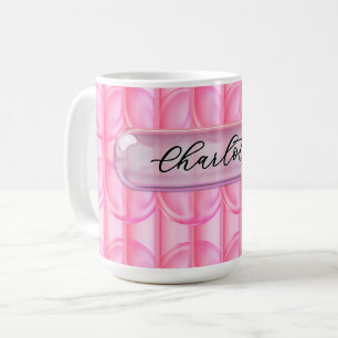 Mug Nom personnalisé Effet Verre Rose Fille Personnali