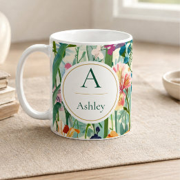 Mug Nom Personnalisé Élégant Floral