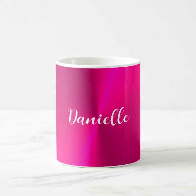 Mug Nom personnalisé en faux métal rose (Centre)