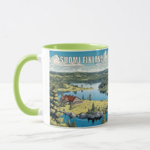 Mug Nom personnalisé Finlande Nature Illustration