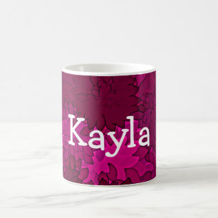 Mug Nom personnalisé Fleur Dahlia rose et blanc