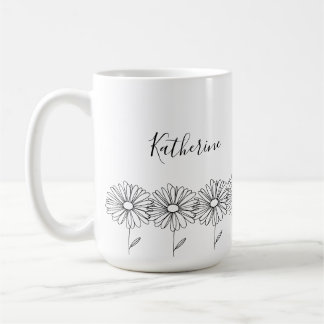 Mug Nom personnalisé Fleur de naissance marguerite d'a
