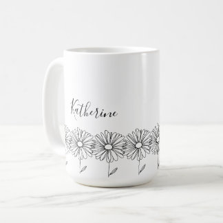 Mug Nom personnalisé Fleur de naissance marguerite d'a