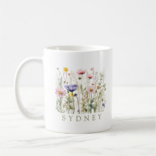 Mug Nom personnalisé fleur sauvage