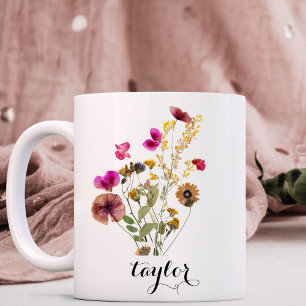 Mug Nom personnalisé fleur sauvage