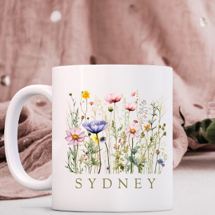 Mug Nom personnalisé fleur sauvage